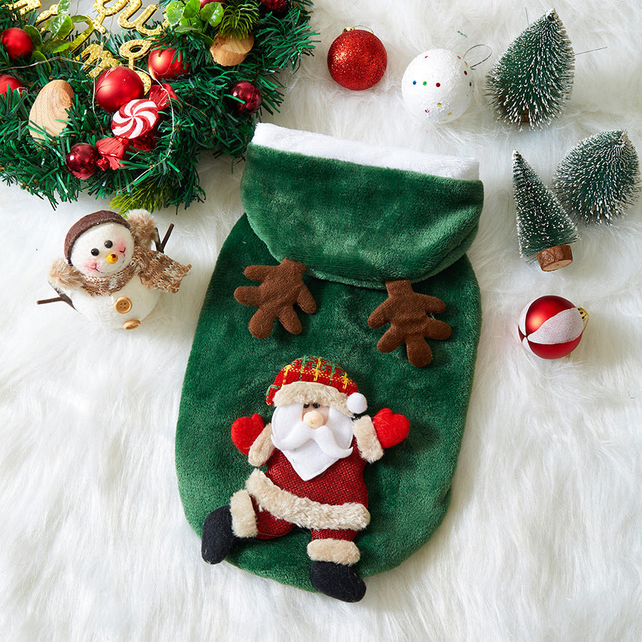 Pet Christmas Costumes Flannel Material Suitable For Small Cats And Dogs