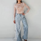 Commuter-style Designer Crew-neck Long-sleeve Blouse