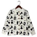 Women's Casual Cardigan Is Decorated With Black And Ruby.