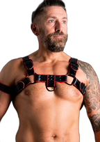 ruff GEAR Double Tone Leather Bulldog Harness Red Black