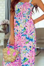 Smocked Square Neck Wide Leg Jumpsuit Women UK