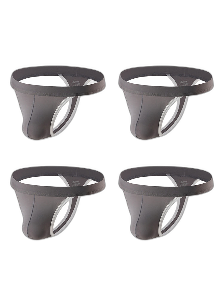 4 Pack Men's Mid-Rise Summer Ice Silk Mesh Thongs