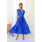 Summer V-neck Pleated Dress INS Fashion Casual Loose Zip Sleeveless Dresses For Women Clothing