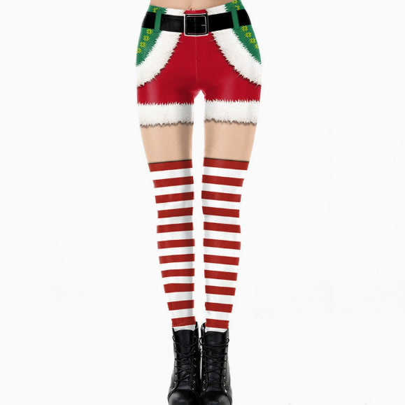Sexy Slim-fit Straight-leg Tight Leggings For Women Featuring 3D Printed Character Designs