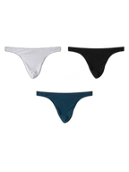 3 Pack Men's Low-Rise Performance Thong - Breathable Mesh & Smooth Fabric