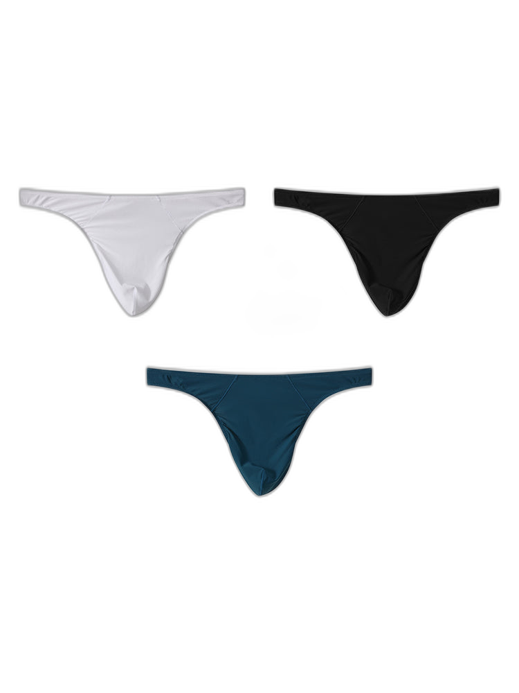 3 Pack Men's Low-Rise Performance Thong - Breathable Mesh & Smooth Fabric
