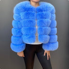 Faux Fox-fur Patchwork Thickened Warm Fur Coat