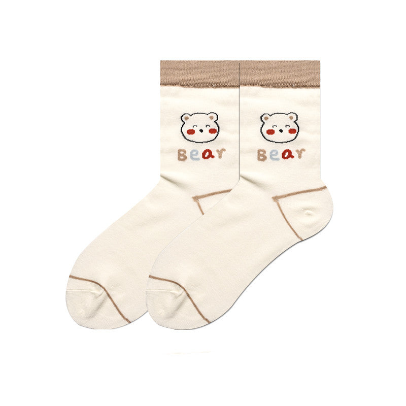 Socks Female Japanese Cute Cartoon Hand-painted  Stockings Korean Version