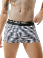 Mens 100% Cotton Striped Loose Home Boxer Shorts