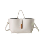 INS Litchi Pattern Shoulder Bag Fashion Zipper Bucket Bag High Capacity Totes Handbag For Women