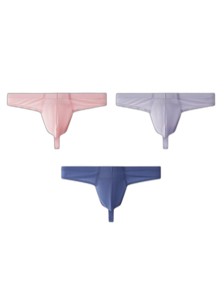 3 Pack Men's Solid Color Seamless Comfort Quick-Dry Breathable Thongs