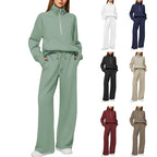 Solid Color Long-sleeved Sweater Trousers Suit Women's Suit
