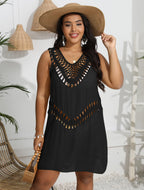 Womens Hand-Crocheted Patchwork Vest Dress Beach Bikini Cover-Up