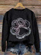 Digital-print Rabbit Amidst A Floral Meadowartistic Outfit Warm Chunky-knit Crewneck Hoodie