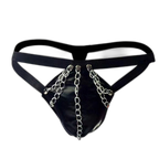 Chain Detail Leather Thong
