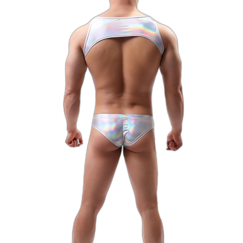 Shiny Harness-Crop Top + Briefs (2 Piece Outfit)