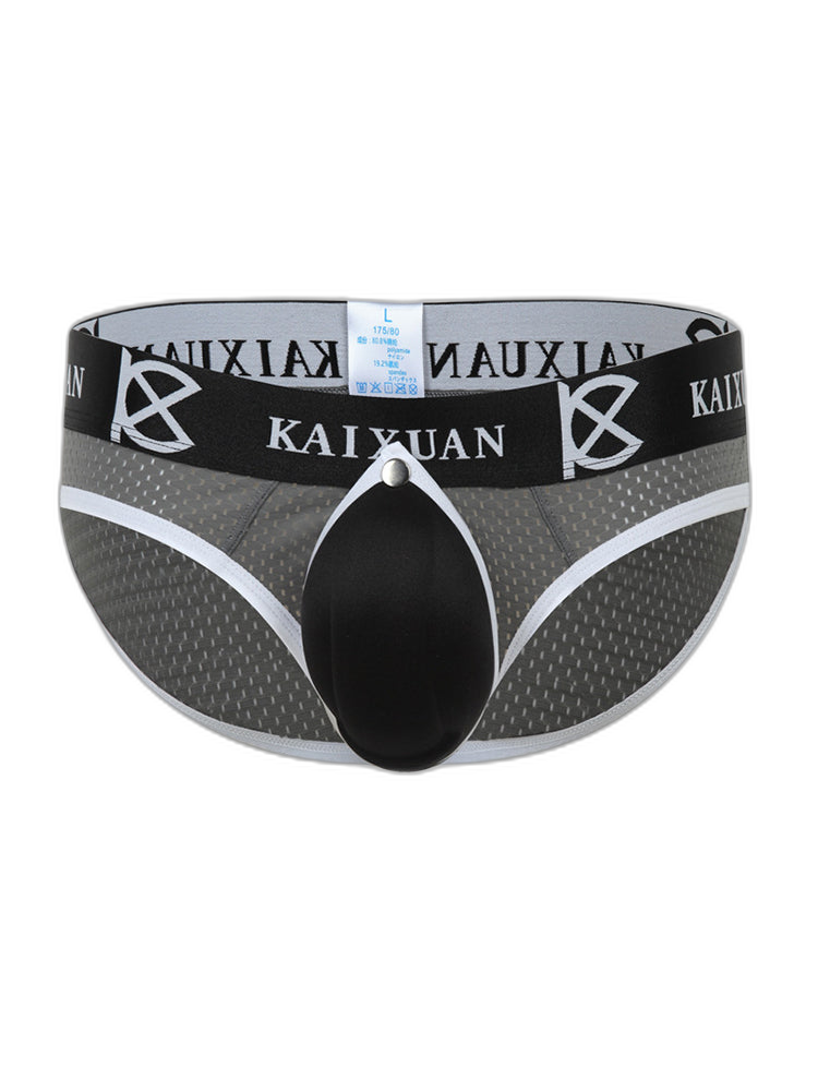 2 Pack Men's Sexy Mesh Front Opening Sponge Coaster Briefs