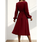 Solid-color Collar Long-sleeve Dress
