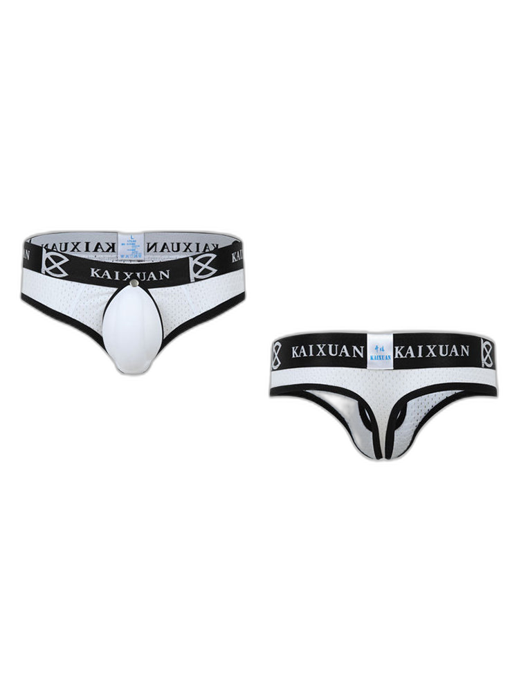 2 Pack Men's Breathable Mesh Removable U-Shaped Pocket Thongs