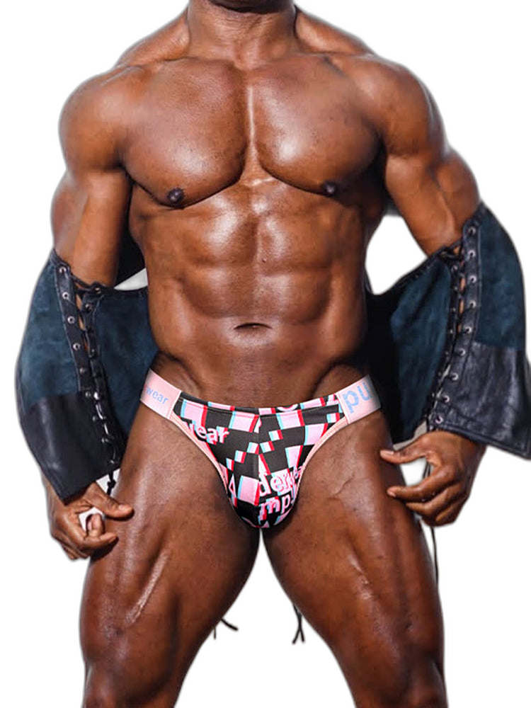 2 Pack Men's Breathable Alphabet-Print Expanded Pouch Briefs