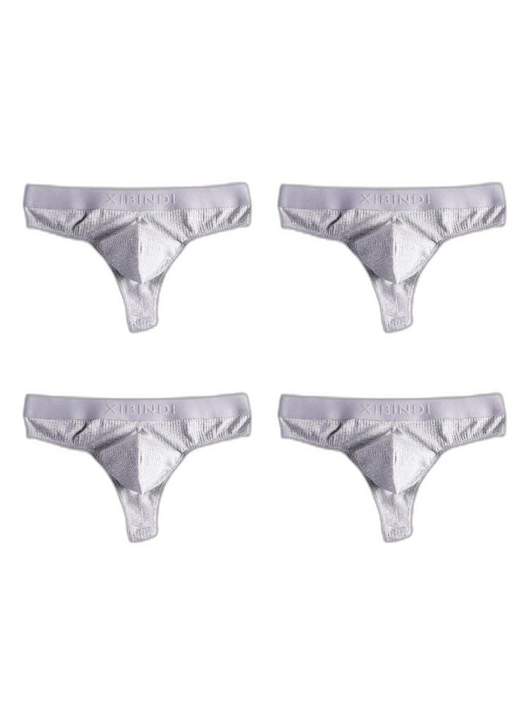 4-Pack Men's Ultra-Soft Cotton Mid-Rise Stay-Put Fit Seamless Thong