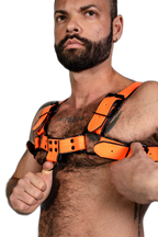 ruff GEAR Bold Leather Bulldog Harness Neon Orange