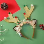 IPC Christmas Hair Band Glowing Headband Xmas Tree Snowflake Hair Band Deer Horn Light Flashing Headwear Merry Christmas Gift