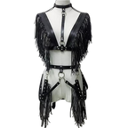 Women's Gothic Punk Pentagram Garter Set with Tassel Bra Harness