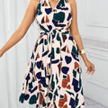 Elegant Geometric Print V-Neck Sleeveless Dress for Women