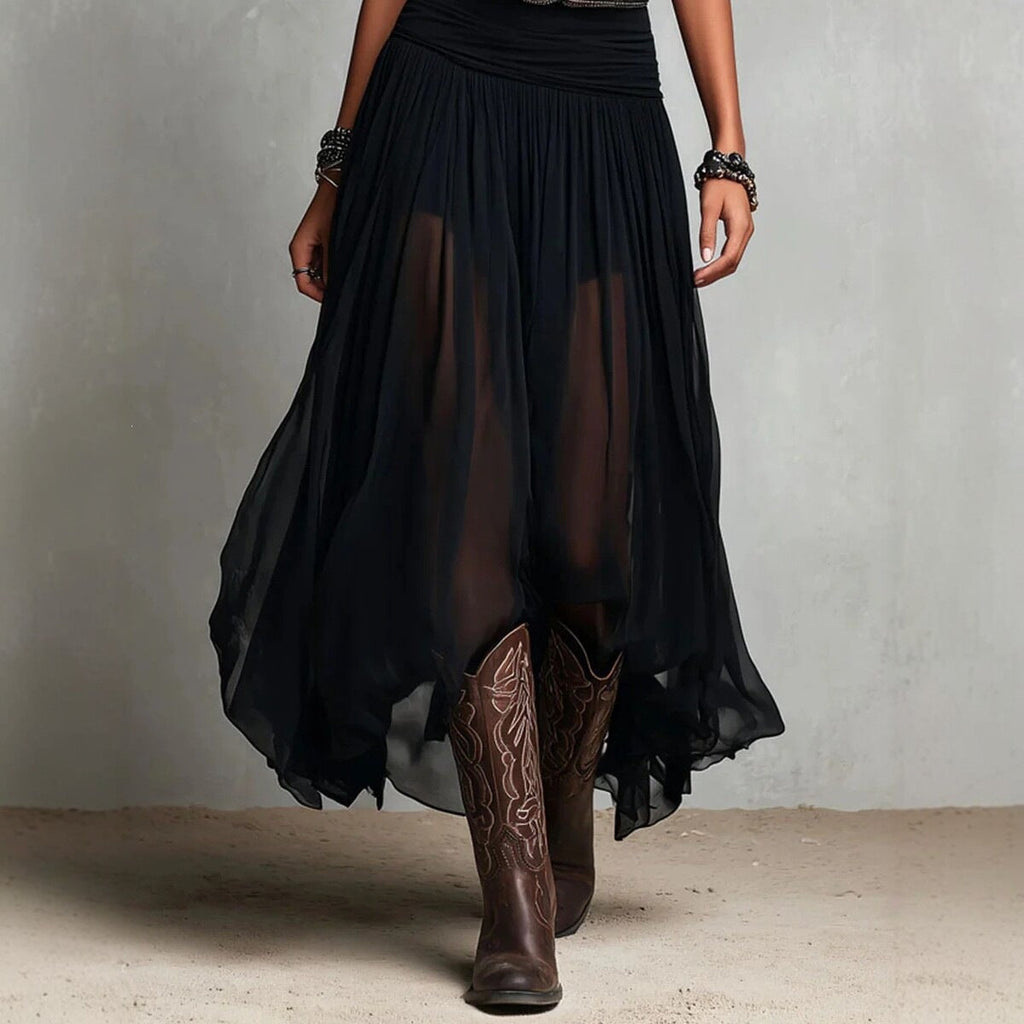 European And American-style Black Strap Long Dress