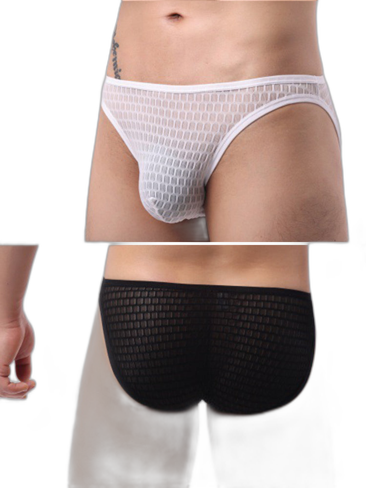 2 Pack Men's Solid-Color Checkered Briefs