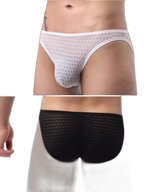 2 Pack Men's Solid-Color Checkered Briefs
