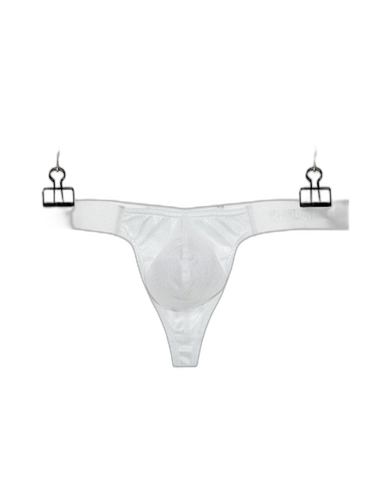 3 Pack Men's Low Waist Transparent Sexy Large Pouch Ice Silk Thong