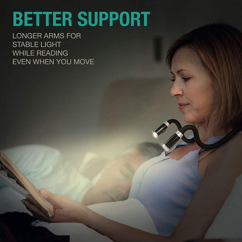 LED Neck Book Light | Flexible Hands-Free Reading Lamp | 3 Modes | Portable Camping & Night Light | USB & Battery | Michan Direct