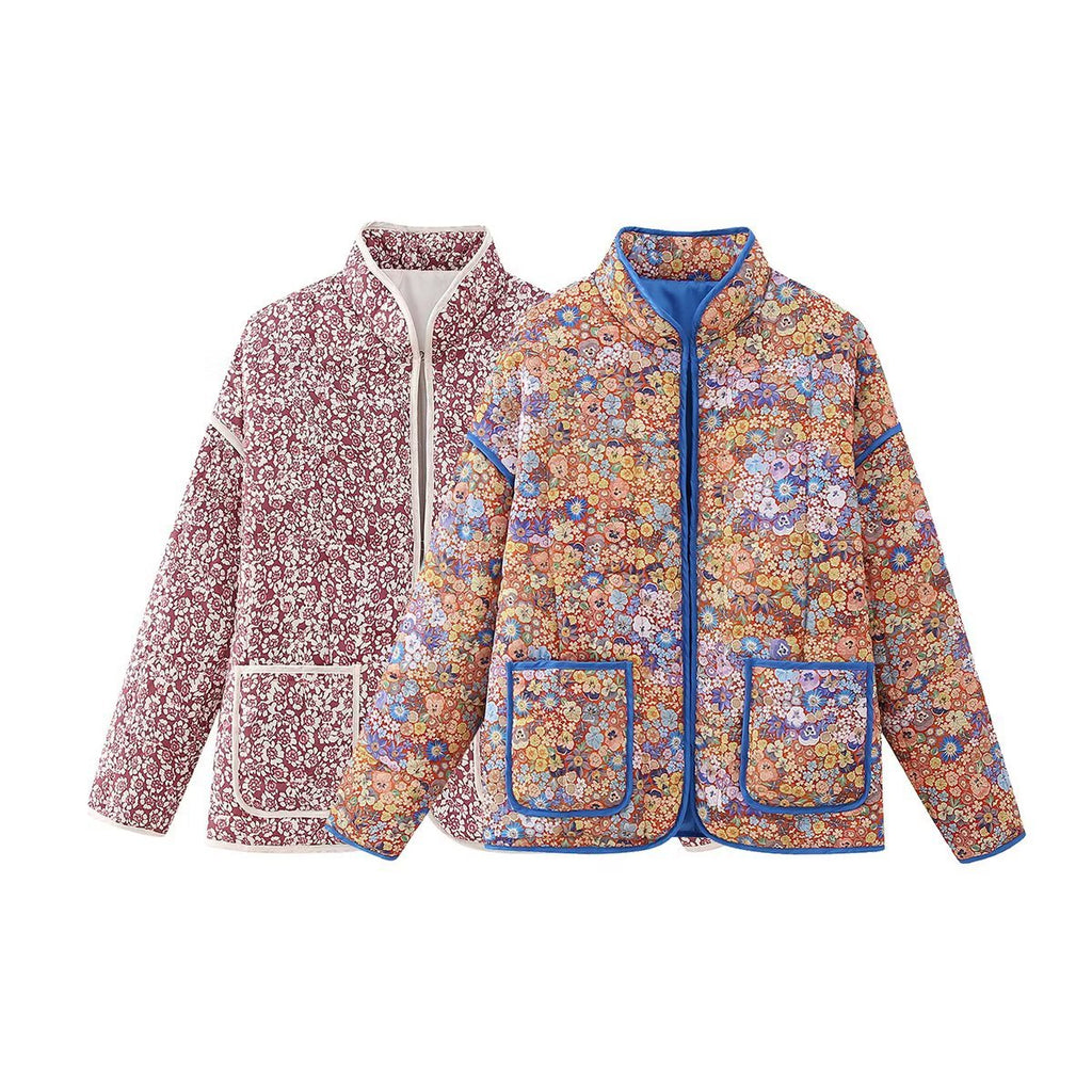 Flower Thin Pocket Decorative Cardigan Cotton Jacket