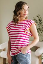 Rose Red Striped Blouse Women UK | Casual Summer