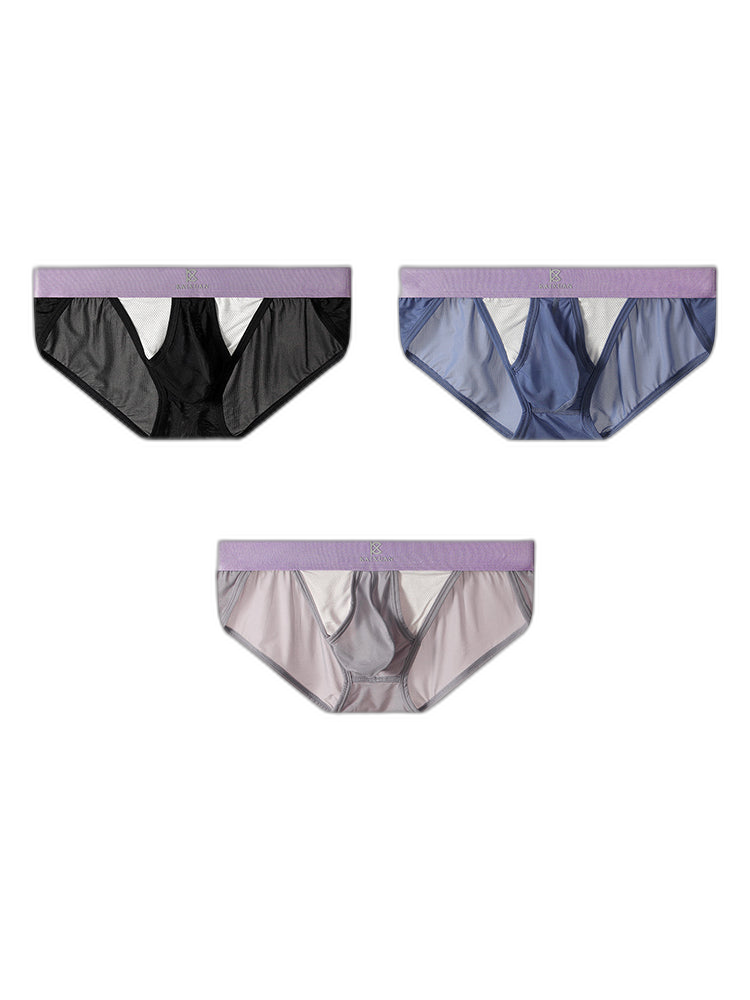 3 Pack Men's Ice Silk Breathable Mesh Low-Rise Classic Briefs