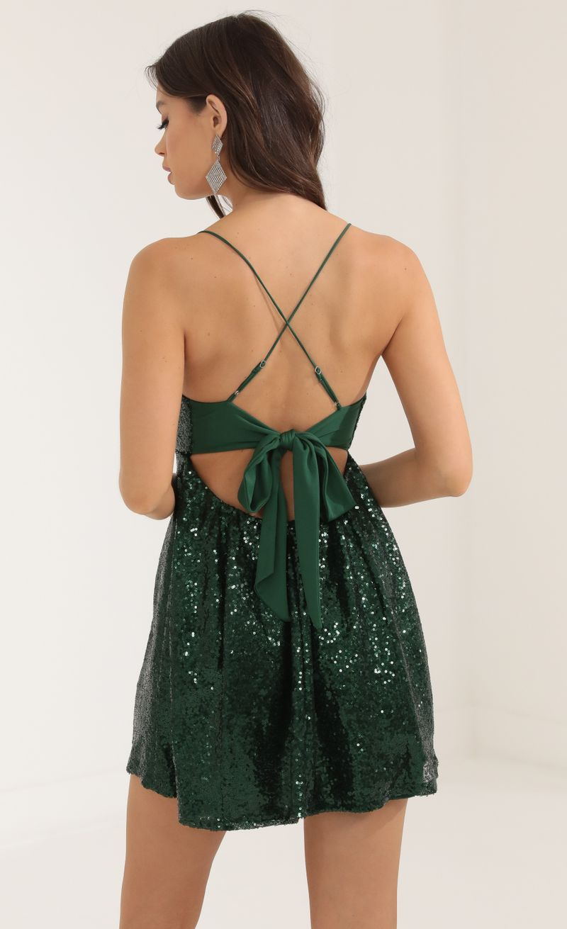 Sexy Strappy Sequin Bow Contrast-color Dress For Women