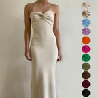 Women's New Knitted Cross Off Shoulder Fashion Woolen Weaving Dress