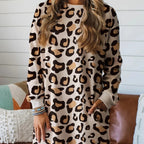 Women's Leopard-Print Casual Loose Crew-Neck Dress