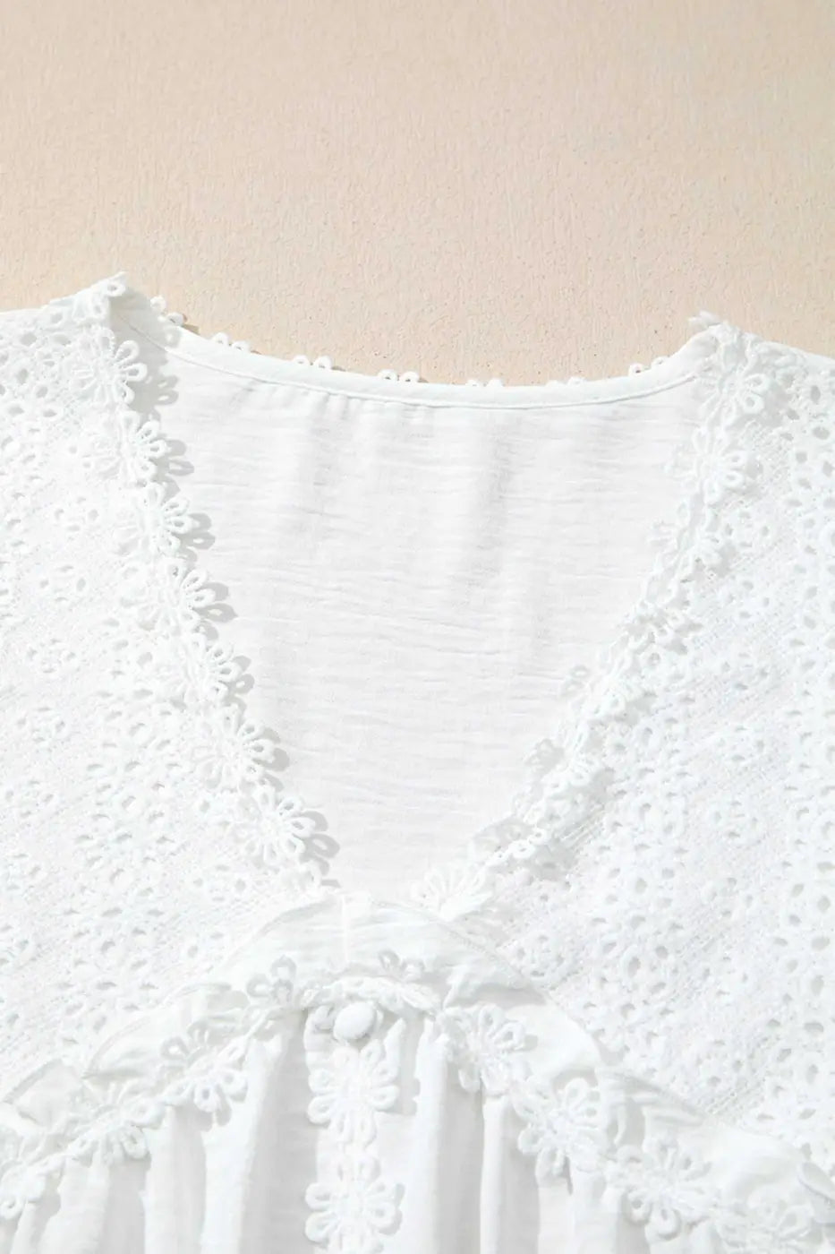 White Guipure Lace Frill Sleeve Blouse Women UK | Elegant