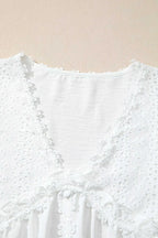 White Guipure Lace Frill Sleeve Blouse Women UK | Elegant