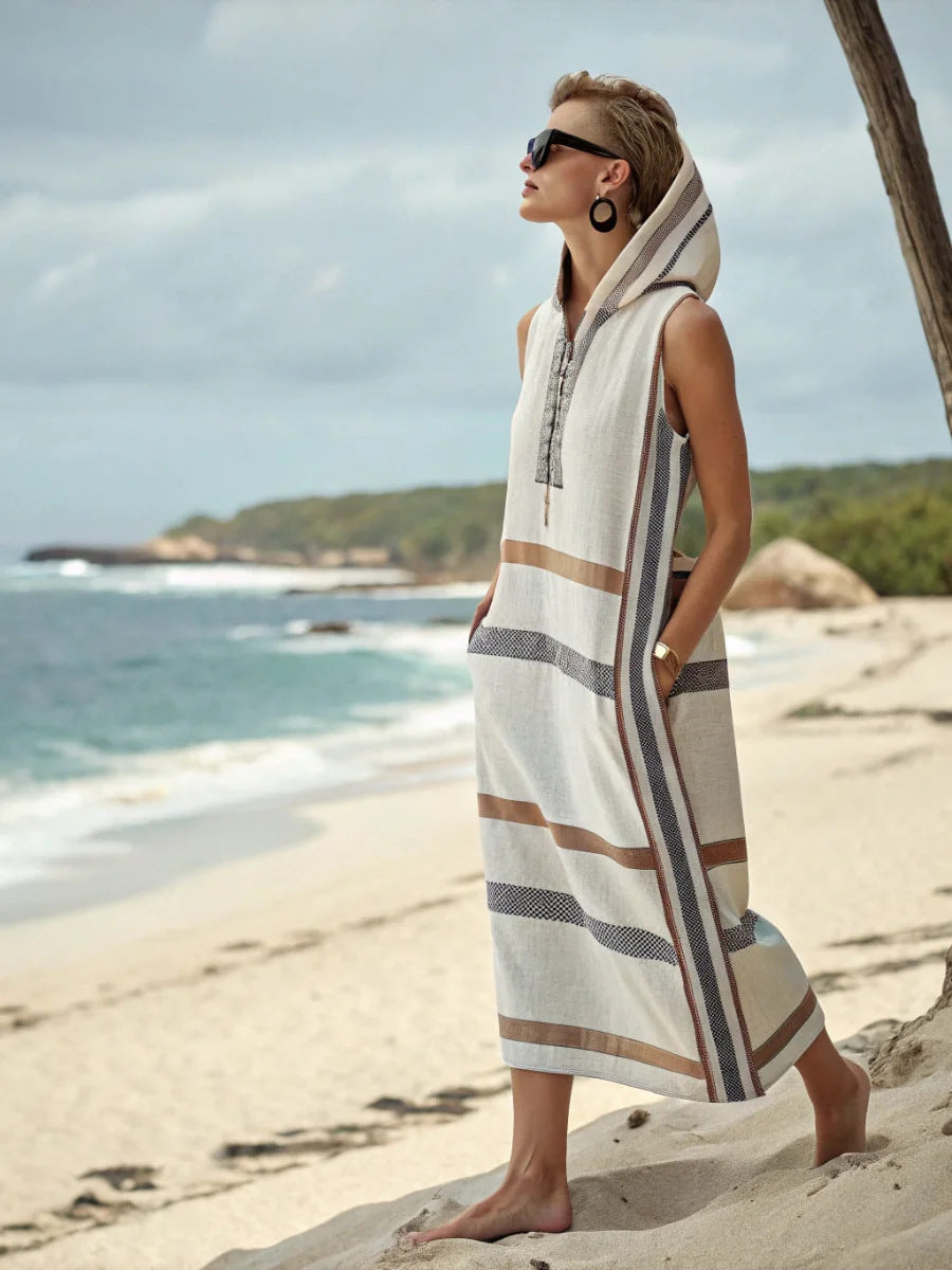 Women's Casual Sleeveless Split Dress With Two Pockets