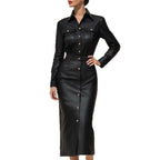 Women's Stylish Elegant Waist-cinching Figure-hugging Single-breasted High-quality Long Dress