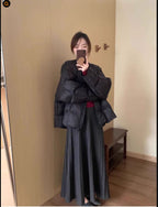 Gray Knitted Temperament Long Dress Suit