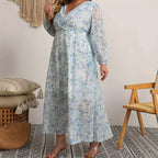 Wrap Long Floral Dress Women's Colorful