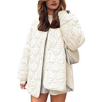 European And American Style Chic String Decoration Simple Solid Color Round Neck Loose Cotton Coat