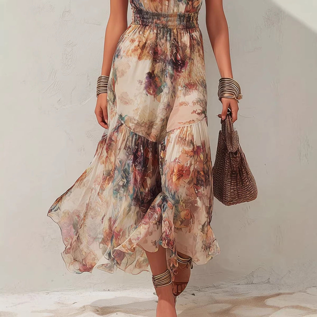 Printed Halterneck Dress Women