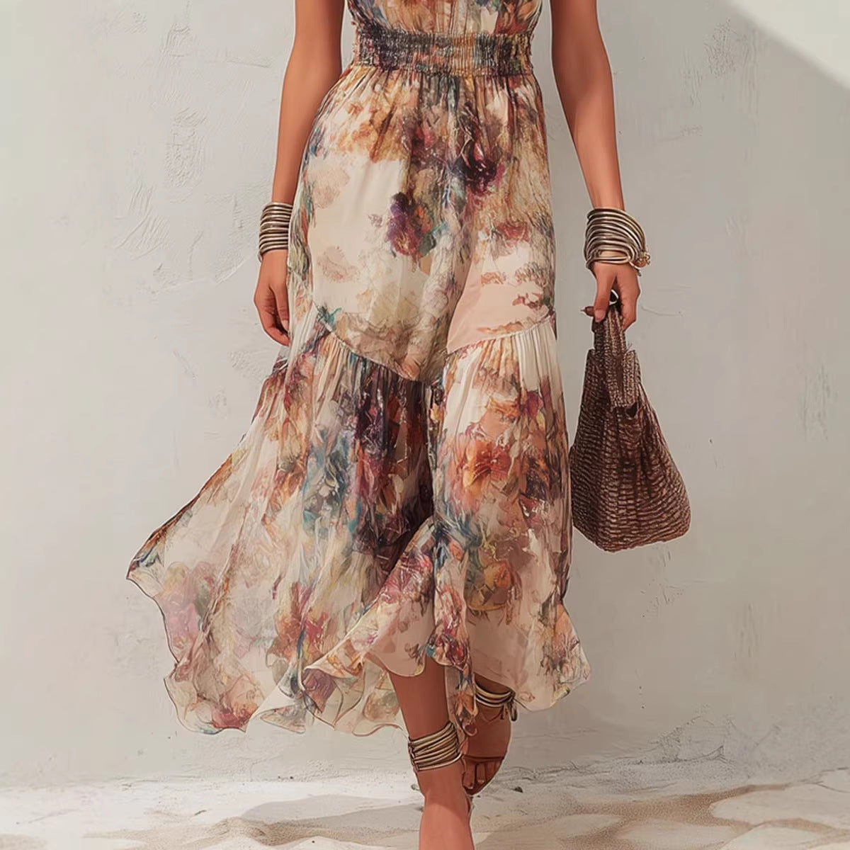 Printed Halterneck Dress Women