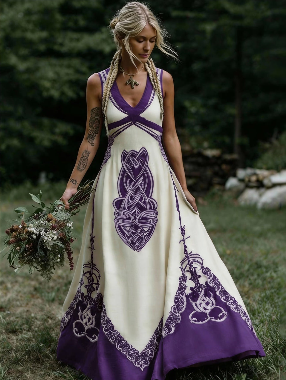 Women's V-Neck Ethnic-style Artistic Sleeveless Printed Dress